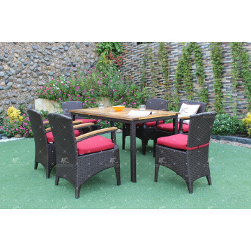 Conjunto de jantar de poli-rattan de qualidade superior Mobília de vime de jardim